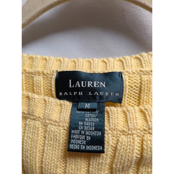 Lauren Ralph Lauren Sweater Womens Medium Yellow Rib Knit Boat Neck - Picture 4 of 5